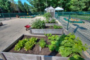 The outdoor garden at our Sheldon child care center