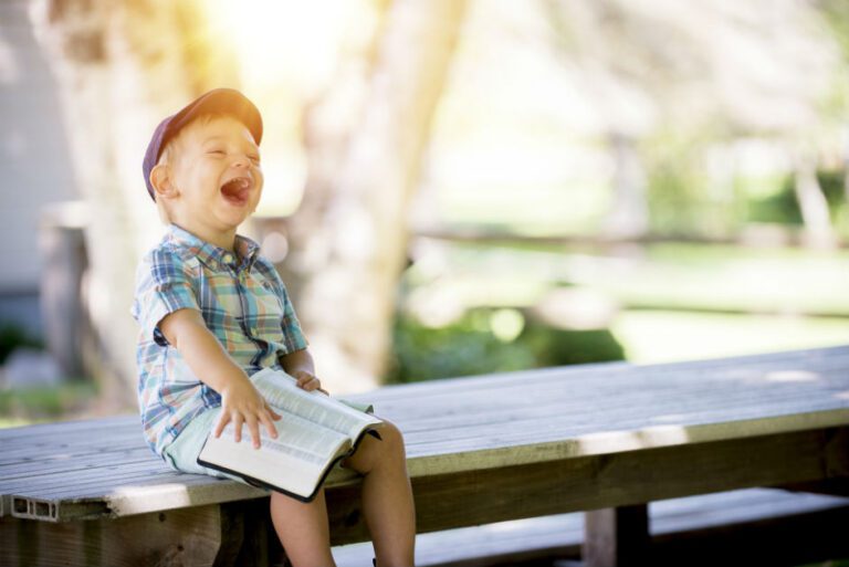 a child laughing