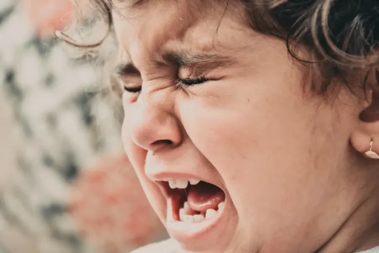 A toddler crying