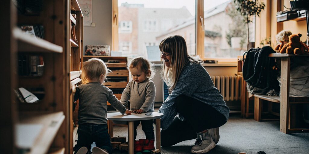The weekly cost of daycare in CT for toddlers playing with a teacher.