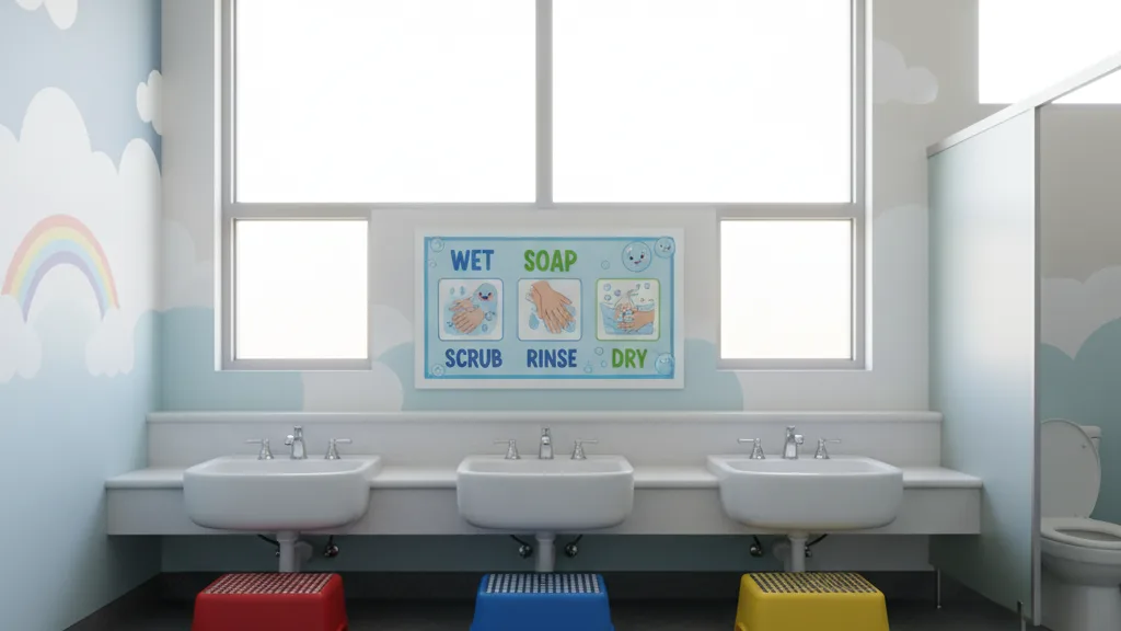 Daycare classroom bathroom area for toddlers showing how childcare programs support potty training