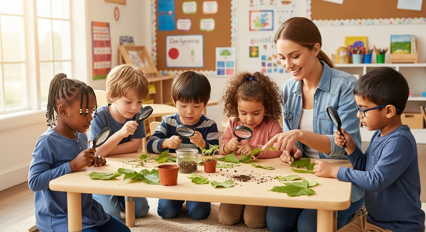 Children engaged in hands-on learning activities in an early childhood education classroom