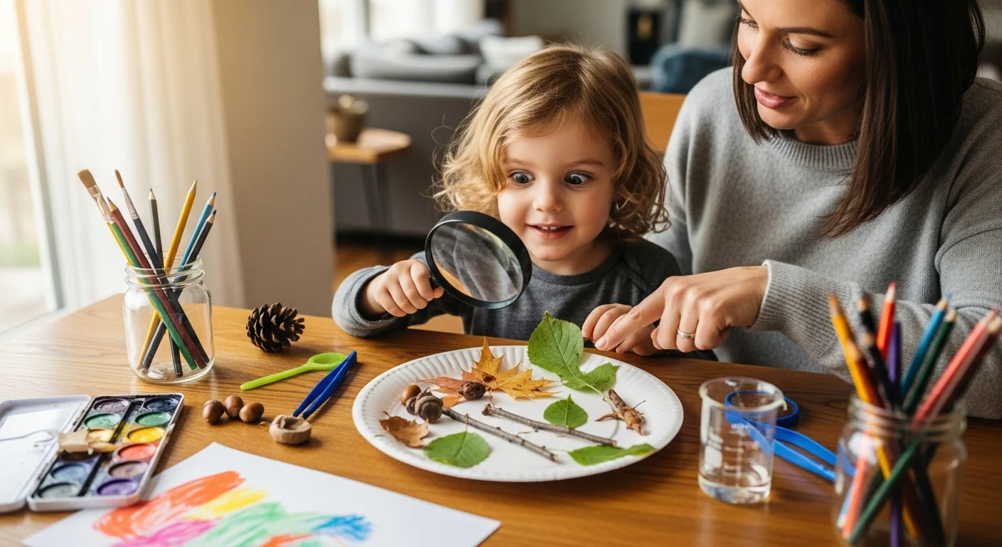 Parent and child doing hands-on learning activities at home to support project based learning