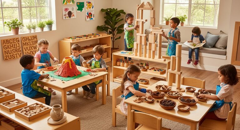 Children engaged in project-based learning at a Trumbull CT preschool classroom